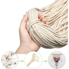 5mm * 295ft Macrame Cord Natural Cotton Rope 8 Strand Braided Cotton String for Craft Knitting Thread for Wall Hanging and DIY Crafts(LPK)