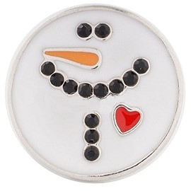 Rockin Angels Christmas Snap Charm White Snowman Heart (Standard Size) Interchangeable Jewelry Accessories …