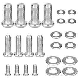 Universal TV Bracket Screws Kit, M4, M6, M8 Stand Screws, 12PCS Monitor Mounts Bolts, 12PCS Stainless Steel Washers, Flat Round Head Screws, TV Mounting Hardware Set for Bracket Fixing
