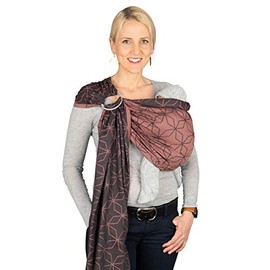 Hoppediz Ring-Sling, Baby Sling from Birth, 100% Organic Cotton, Design Malmö Rose
