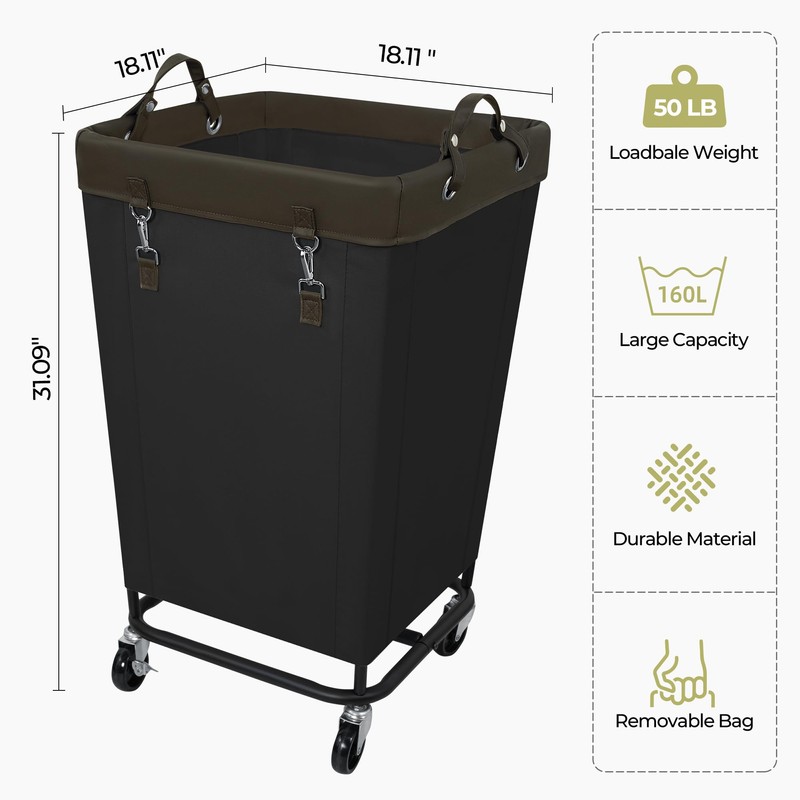 160L Laundry Hamper Sorter Extra Large, Heavy-Duty Laundry Basket with