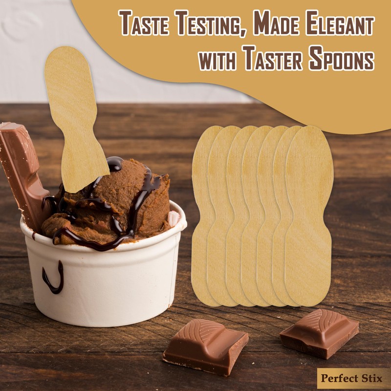 Perfect Stix ASO24W Plain Wooden Ice Cream/Taster Spoon, Unwrapped, 3"