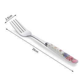 MGeezz Stainless Steel Floral Design Forks Set For Dining Table Ceramic Handle Forks (Floral Big Forks, Set of 6)