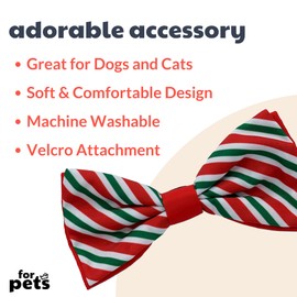 Huxley & Kent Bow Tie for Pets | Peppermint Stripe (Large) | Christmas Holiday Bow Tie Collar Attachment | Fun Bow Ties for Dogs & Cats | Cute, Comfortable, and Durable | H&K Bow Tie