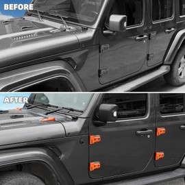SQQP 12PCS Full Set Exterior Decoration Trim Kit Fit for 2018-2025 Jeep Wrangler JL JLU,Door Hinge Engine Hood Hinge Tailgate Hinge Cover (Orange)