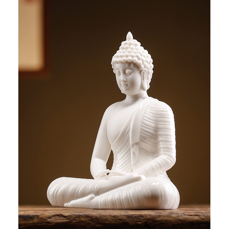Qinlang 6 inch Small White Buddha Statue for Home Decor,
