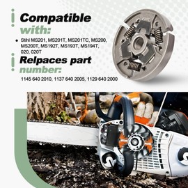3/8" 6T Chainsaw Sprocket Clutch Drum Washer Bearing Kit Fits for Stihl MS201 MS201T MS201TC MS200 MS200T MS192T MS193T MS194T 020 020T Replace 1145 640 2010, 1137 640 2005, 1129 640 2000