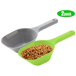 2PACK Dog-Cat Food-Scoop Measuring-Cup,1 Cup Capacity Versatile Plastic Pet Food Scoop with Measuring Lines 1 Cup and 1/2 Cup for Precise Portion Control (Grey and Green)