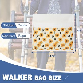 TOGETRUE Walker Bag, Easy Access Walker Storage Basket with 2 Large Pockets, Walker Accessories Bag for Folding Walker, Wheelchairs, Strollers, 13"x14.5" (Daisy)