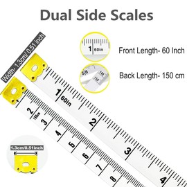 Double Sided Tape Measure - 2pcs Perfect to Body Measuring, Sewing/Tailors Tape, Soft Tape Measure,Dual Sided Measuring Tape,Mini Pocket Measurements Sewing Dress Tailors Measures Ruler,150cm/60inches