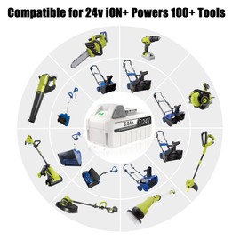 i-Bateria 24V Battery Replace for Sun Joe + Snow Joe 24V Battery 24BAT-LTE/LTW/LTX/XR/LT, 6.0AhLithium Ion Battery Compatible for All Joe iON+ 24V-X2-SB18/20SB/SB15 Cordless Snow Blowers