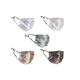 Habac Studio Pack of 5 Satin Silk Face Masks, Face Masks Washable UK, Reusable Face Mask, Mens Face Mask, Silk Mask, Masks for Women, Silk Face Covering, Nose Wire, Adjustable, UK Seller (Greys)