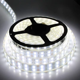 High Brightness LED Tape Light, 16.4 ft (5 m), Waterproof, 24 V, 600 Rows SMD5050, Double Row Type, Cover Included, White, White Base, Front Luminous, Fishing Boat/Ship/Truck/Outdoor Lighting/LED Indirect Lighting