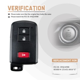 USAKeys Replacement for 2020-2022 Toyota Tacoma/2020-2022 Toyota 4Runner Smart Key Keyless Remote Fob with FCC: HYQ14FBB and 0010 Board (Single)