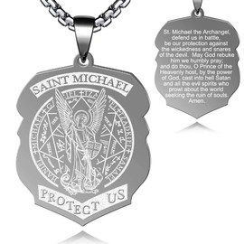 FLYUN Patron Saints Necklace - St. Michael, Virgin Mary, Raphael & 9 More - 316L Stainless Steel 24" Chain - Spiritual Jewelry Gift for Healing, Travel & Faith-Based Protection Hypoallergenic, Small