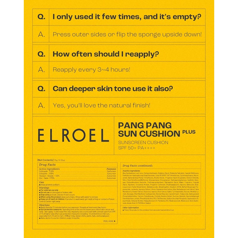 ELROEL Pang Pang Sun Cushion Plus - Korean Hypoallergenic &