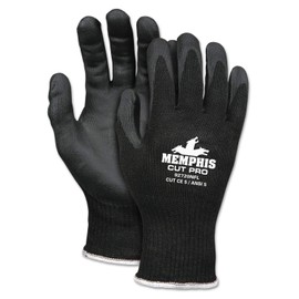 Memphis 92720NFL Cut Pro Cut Resistant Work Glove, HPPE/Nitrile Foam, Pair, Large, Black