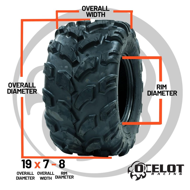 Ocelot P311 All Terrain ATV/UTV 19x7-8 Tires, 4-Ply, 15mm Tread