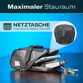 Vatum Bikes Waterproof Bicycle Bag with Space for Rear Light & Accessories - Small and Compact Bicycle Saddle Bag - Ideal for Bicycle Accessories & Tools