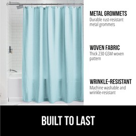 GORILLA GRIP Waffle Shower Curtain, Thick Weighted Fabric, Wrinkle and Rust Resistant, Classic Hotel Quality Design, Heavy Duty Long Curtains for Bathroom Showers Bath Tubs Machine Wash 72x72 Spa Blue