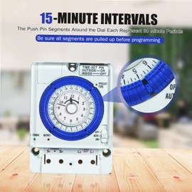 Fan Timer Switch, Automatic Off Countdown Timer Switch Mechanical Accurate Countdown Timer with Minimum Timer of 15 Minutes for Indoor Outdoor Lighting and Fans