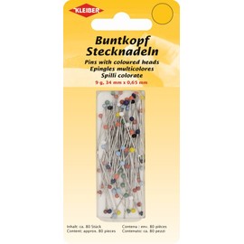 Kleiber 80-Piece Pins with Heads in Assorted Colours
