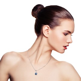 MicLee Women's Simple Necklace Chain 925 Sterling Silver Dolphin Blue Crystal Pendant Necklace Gift Bag Great Gift for Mother Girlfriend, Crystal Silver Crystal, Crystal