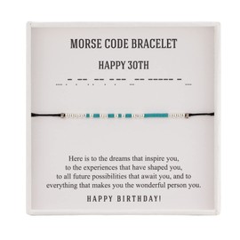 30th Birthday Gifts for Her, Happy 30th Sterling Silver Morse Code Bracelets, Secret Message, Birthday Jewellery for Women, Birthday Presents for Sister Daughter Friend, Friendship Gift (0607B005)