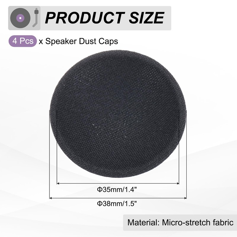sourcing map 4 Pcs Speaker Dust Cap 38mm/1.5" Outer Diameter