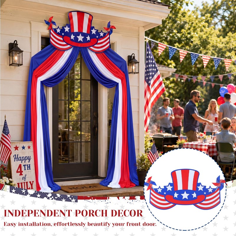 Batiyeer 5 Pcs 32.2ft 4th of July Patriotic Bunting Porch