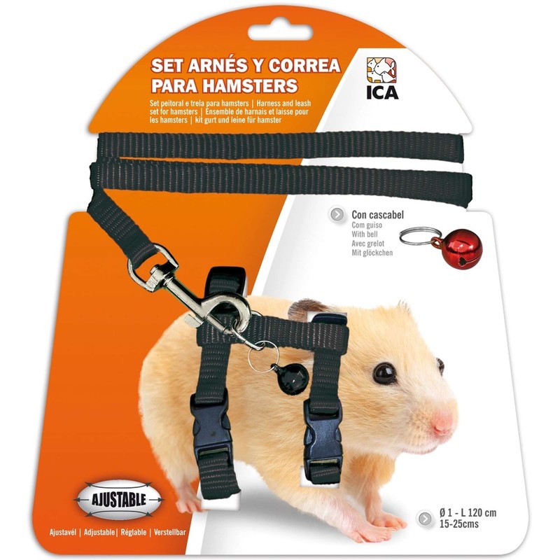 ICA DA978 Hamster Harness and Leash Black