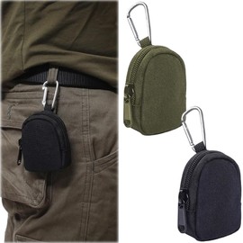 Pack of 2 tactical mini purse, coin purse with zip, tactical coin purse, portable travel ring storage on the go, for camping, hiking, cycling