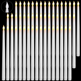 Baquler 50 Pcs 12.4 Inch Flameless Taper Candles Bulk LED Battery Operated Taper Candles Flickering Candlesticks for Valentine's Day Wedding Birthday Table Decoration