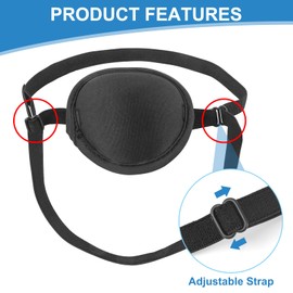 YeeBeny Dog Eye Patch, Eye Protection for Dogs, Adjustable, Groove Design, Black, 2 Pack