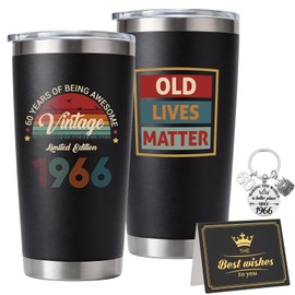 saerryor 60th Birthday Gifts for Men Women,20oz Insulated Tumbler Keyring