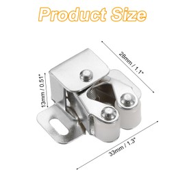sourcing map 4Pcs Cabinet Latch Double Roller Catch, Lock Stop Catch Clamp Cabinet Closer Magnetic Closure Hardware for Cabinet Kitchen Closet Door, Nickel