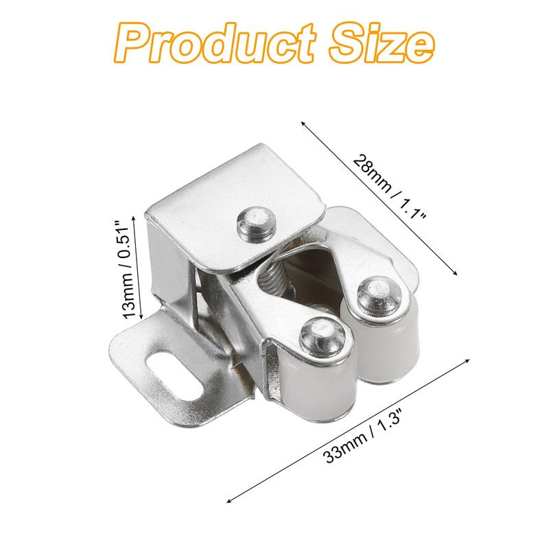 sourcing map 4Pcs Cabinet Latch Double Roller Catch, Lock Stop