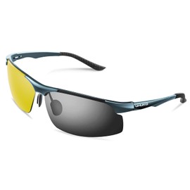 UHUKO Dimming Sunglasses, Night Lighting, Polarized Sunglasses, Day and Night Use, Rapid Dimming, UV Protection, Ultra Lightweight; UV Sensing, Dimming Lenses, Sports Sunglasses, Fishing, Golf, Rain, Cloudy Snow, Baseball, Nighttime Driving, Outdoors, Cl