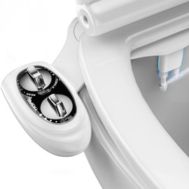YASFEL Bidet Attachment for Toilet, Toilet Bidet Non-Electric Bidet Toilet Attachment Dual Nozzles for Frontal/Rear Wash, Adjustable Pressure Control, Black/White