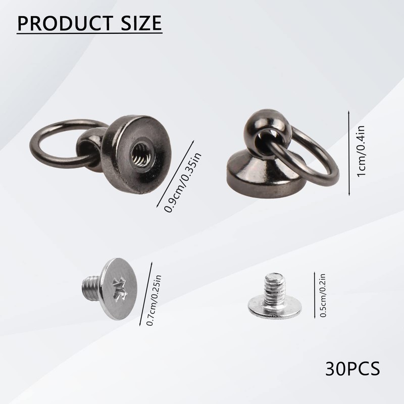 Laughhe 30 Pieces Rivet Stud with Ring 3 Colours Round