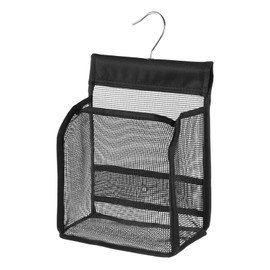 ZALAOR Peg Bag for Washing Line with Hanger - Portable Mesh Shower Bag for Bathroom, Gym, Dorm, Travel - Easy Hanging Hook for Quick-Dry Reusable Clothes Peg Bag (Black)