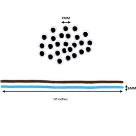 VHALE 300 Pieces Pipe Cleaners Crafts Chenille Stems Reindeer Blue and Brown Color, and 100 Pieces Wiggle Eyes, DIY Kids Art Craft Decorations Creative Classroom Pack