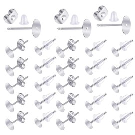 600 Pieces Stud Earrings Closure, 5 mm Earring Blanks Stainless Steel Stud Earrings DIY Set Stud Earring Post with Earring Back DIY Stud Earrings Flat Round for Earrings and Jewellery Making