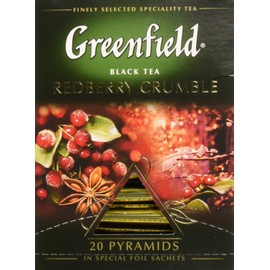 Greenfield Redberry Crumble Pyramid Collection 20 Pyramids In Special Foil Sachets Black Tea Finely Selected Speciality Tea