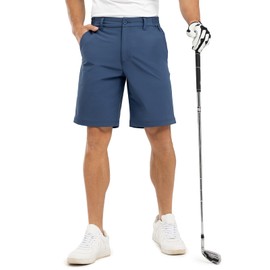 JHMORP Men's Golf Shorts 9 Inch Inseam Stretch Elastic Waist Cargo Work Summer Travel Shorts (Denim Blue,CA 34)