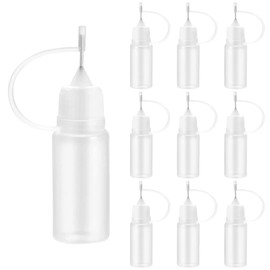 10Pcs Precision Tip Applicator Bottles,Liquid Dropper Filling Bottles,10ml Precision Needle Tip Glue Bottle, Plastic Applicator Bottles with Needle Tip Caps for DIY Quilling Craft, Acrylic Painting