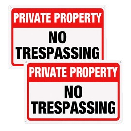 Luimode Private Property No Trespassing Sign Metal 180x250mm Private Property Signs Outdoor No Trespassing Reflective Aluminum Signs, Rust Free Weatherproof Indoor and Outdoor Use,2 Pack