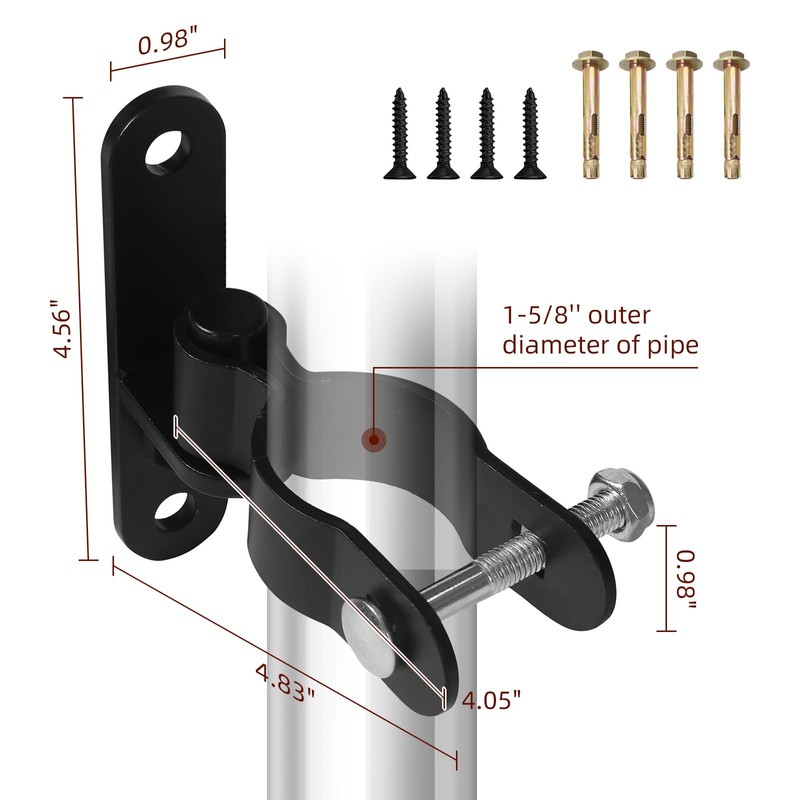 4 Pairs Wall Mount Gate Hinge, 1-5/8'' Heavy Duty Pipe