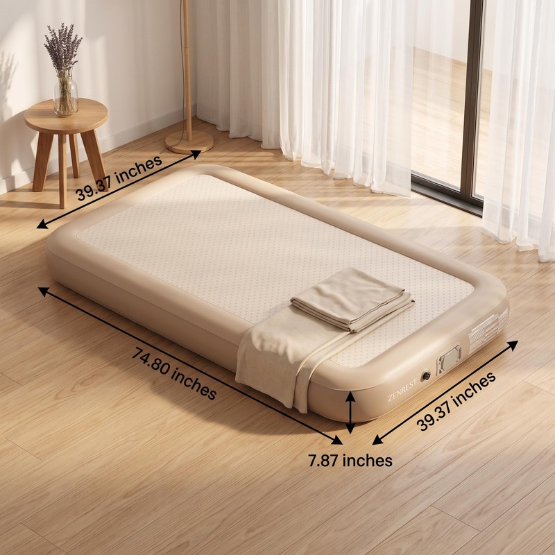 Deeroutin Air Mattress with Built-in air Pump; Single Blow up