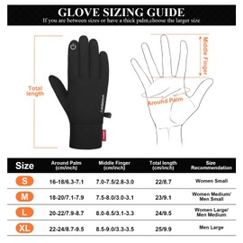 Lapulas Cycling Gloves, Unisex Winter Thin Thermal Gloves Lightweight Touch Screen Gloves Black Warm Liner Running Gloves Outdoor Climbing Driving Biking Gloves for Men Women Ladies